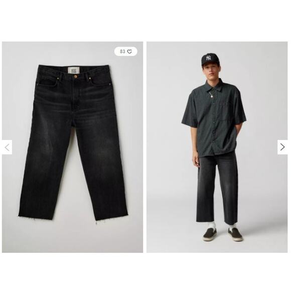 New NWOT BDG Urban Outfitters Cropped Skater Jeans Size 32 Black Wash - Picture 1 of 13